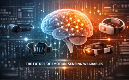 Wearable sensor capturing biometric data for emotion recognition and workplace safety applications.