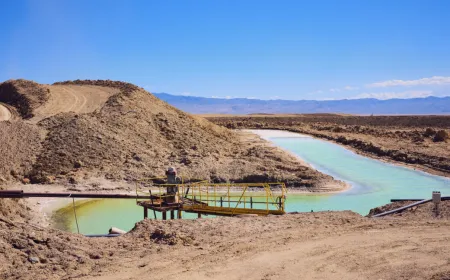 Laboratory equipment processes hard rock ore to extract lithium using an ammonium fluoride solution.