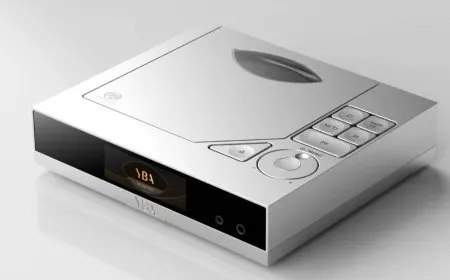 The YBA Design One battery-powered SACD player rests on a display surface.