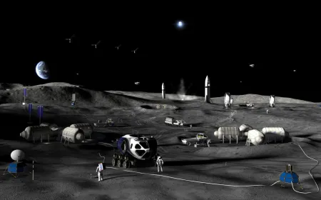 Commercial landers deploy scientific instruments and lunar terrain vehicles for the 2026 Moon Base missions.