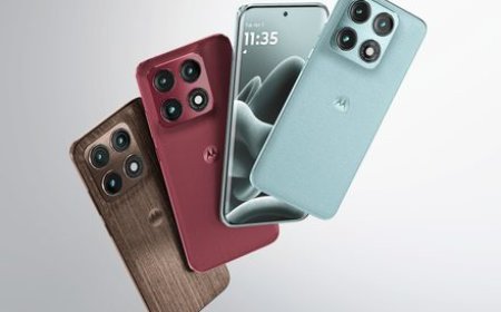 The Motorola Edge 70 Pro+ smartphone displays its triple camera array and slim chassis design.