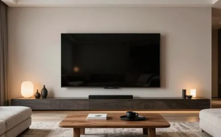A sixty-five inch OLED television sits in a modern living room.
