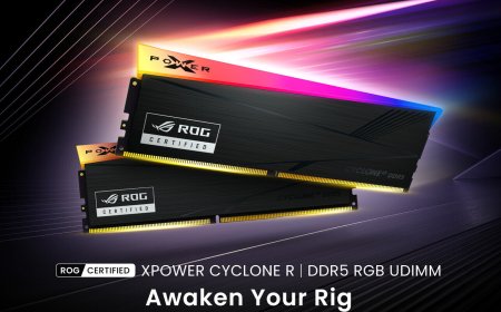 Silicon Power XPOWER Cyclone R DDR5 memory module with ROG certification and a metallic heat spreader.