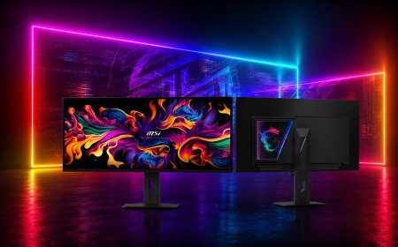 The MSI tri-mode gaming monitor displays a 680Hz refresh rate specification alongside its panel design.