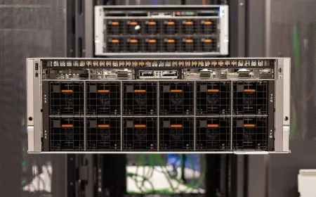 Server racks and networking equipment represent Dell AI Factory infrastructure for enterprise AI.