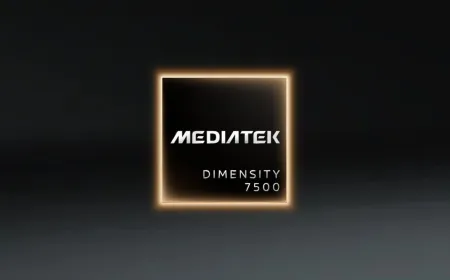 MediaTek Dimensity 7500 processor highlighting mid-range AI processing and 144Hz display support capabilities.