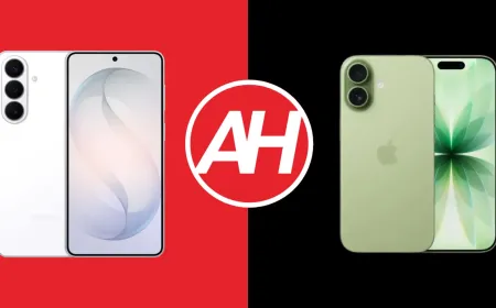 The Samsung Galaxy S26 Plus and iPhone 17 smartphones are shown side by side to highlight their physical design differences.