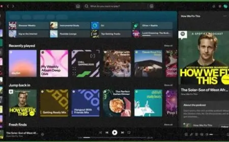 The desktop interface displays Spotify Studio tools for generating personalized audio briefings and podcasts.