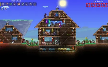 Terraria fifteenth anniversary artwork showcases cross-play update details and merchandise announcements.