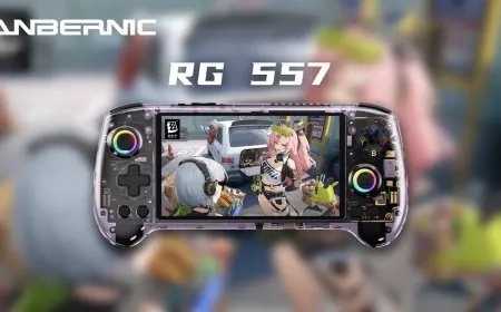The ANBERNIC RG577 handheld gaming console features an OLED display and a MediaTek Dimensity 8300 processor.