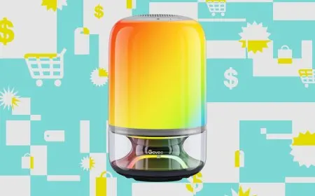 The Govee Table Lamp 2 Pro X Sound by JBL displays its RGB lighting and compact design.