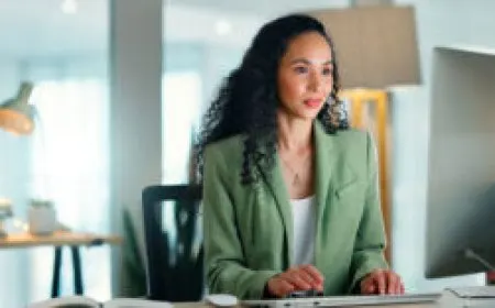 Corporate professionals analyze AI search metrics and track expanding public relations budgets