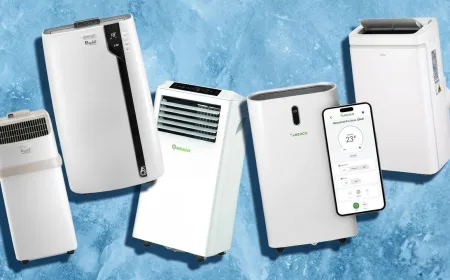 Portable air conditioner with control panel and exhaust hose