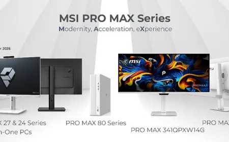 MSI PRO MAX Series desktop and monitor set features a minimalist design for professional workspaces.
