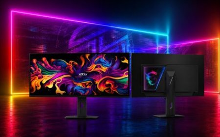 MSI MPG OLED 322URDX36 triple-mode QD-OLED gaming monitor on display at Computex 2026