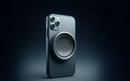 A smartphone sits inside a slim magnetic case that demonstrates secure accessory attachment.