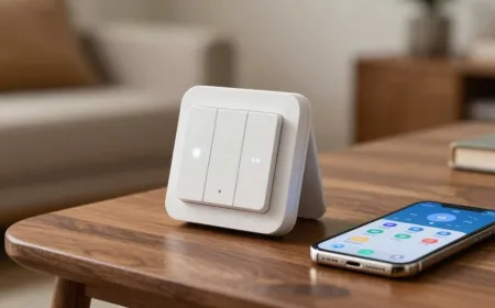 The display shows smart lighting network diagnostics and protocol verification status.