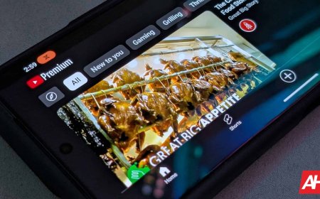 A smartphone screen displays the YouTube Premium interface highlighting new Android audio playback features.