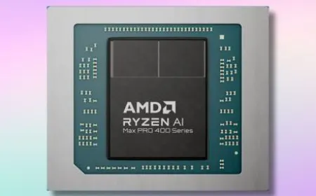 The AMD Ryzen AI Max 400 processor features unified memory architecture for local AI processing.
