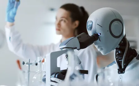 Conceptual illustration of artificial intelligence supporting scientific research