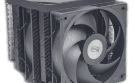 The dual-tower CPU cooler features paired fans for balanced thermal dissipation in budget computer builds.