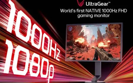 The monitor displays a 1080p screen with a 1000Hz refresh rate for competitive gaming.