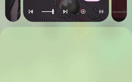 The Android 17 media player interface displays a new card-based layout that replaces the traditional horizontal carousel.
