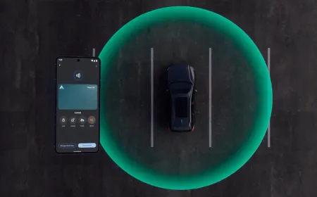 An Android smartphone displays a digital car key interface for secure vehicle access.
