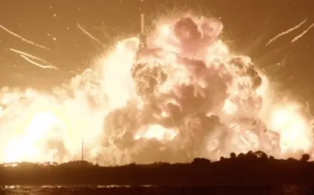 The Blue Origin New Glenn rocket exploded during a static fire test at Launch Complex 36 in Florida.