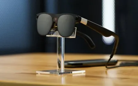 The XREAL Project Aura computing puck features a touchpad and DisplayPort In port for Android XR glasses.