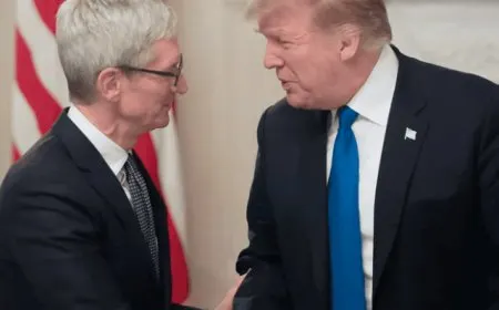 Tim Cook meets President Donald Trump in Beijing, discussing Apple's supply chain and market access in China.