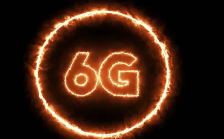 The graphic displays 6G development timelines alongside telecommunications industry challenges approaching 2028.