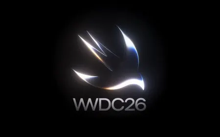 Apple WWDC 2026 keynote stage displays the iOS 27 developer guide and SDK updates.