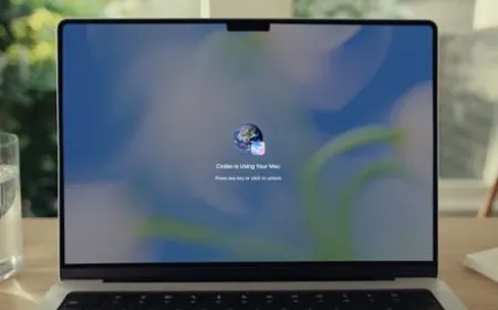 A smartphone displays the OpenAI Codex interface while remotely controlling a locked Mac through the Computer Use plugin.