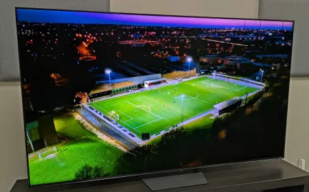 Television menu displaying motion smoothing calibration sliders for sports viewing.