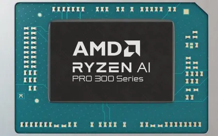 AMD Ryzen AI PRO 300 series processor chip with Strix Point architecture for enterprise Copilot+ laptops