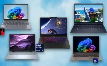 A laptop computer displays processor architecture and memory specifications for Memorial Day sales.