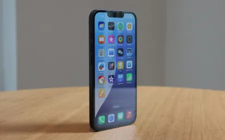 The iPhone 16e smartphone is displayed on a plain surface.