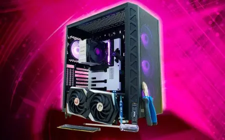 A gaming desktop computer displays installed components and organized internal wiring.