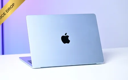 Apple iPhone Air MagSafe Battery Pack and M5 MacBook Air displayed together
