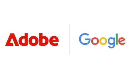 Adobe and Google partnership graphic highlighting mobile creative tools and Android Premiere Pro integration.