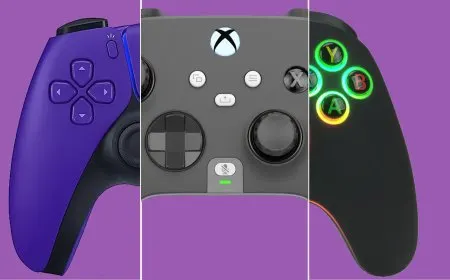 A modern wireless gaming controller displays its dual analog sticks and face buttons.