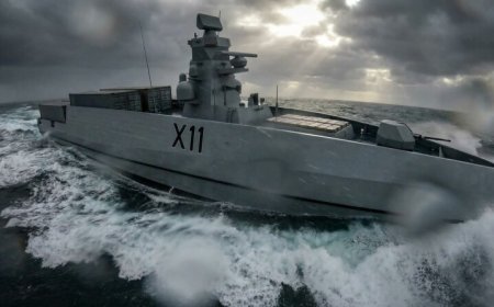 The LASV75 autonomous warship design features modular mission containers and integrated electric propulsion systems.