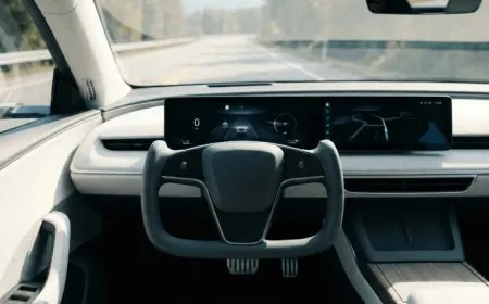 Modern vehicle cockpit featuring a half steering wheel design under China's draft automotive regulation