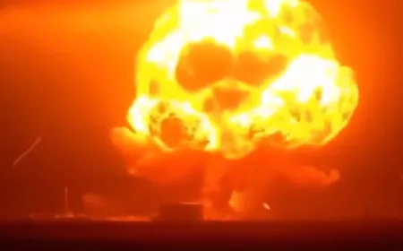 Blue Origin's New Glenn rocket explodes in a massive fireball during a static fire test at Launch Complex 36.