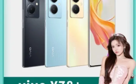 vivo Y78 smartphone featuring a curved display, centered punch-hole camera, and square triple-lens camera module.