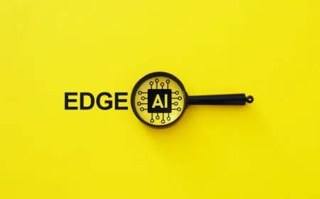 A technical diagram illustrates artificial intelligence processing data on local devices instead of remote cloud servers.