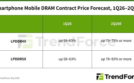 Mobile DRAM Contract Prices Rise in 2Q26, Reshaping Smartphone Economics