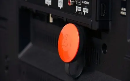 Original Chromecast streaming device showing a successful casting connection.