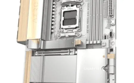 The Gigabyte X870E Aero X3D Wood motherboard displays wood detailing and titanium thermal heatsinks.